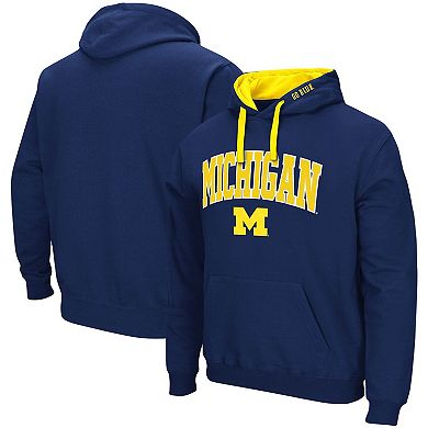 Men's Colosseum Navy Michigan Wolverines Big & Tall Arch & Logo 2.0 Pullover Hoodie