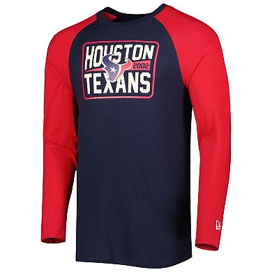 Men's New Era Navy Houston Texans Current Raglan Long Sleeve T-Shirt