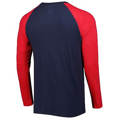 Men's New Era Navy Houston Texans Current Raglan Long Sleeve T-Shirt
