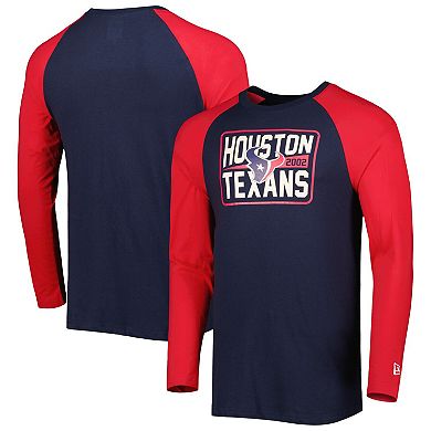 Men's New Era Navy Houston Texans Current Raglan Long Sleeve T-Shirt