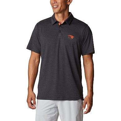 Men's Columbia Black Oregon State Beavers Tech Trail Omni-Shade Polo