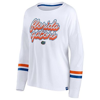 Women's Fanatics Branded White Florida Gators Retro Power Striped Long Sleeve T-Shirt