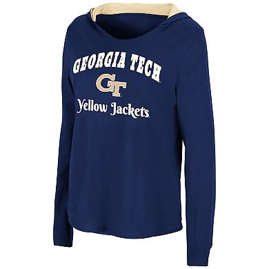 Women's Colosseum Navy Georgia Tech Yellow Jackets Catalina Hoodie Long Sleeve T-Shirt