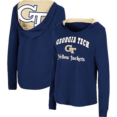 Women's Colosseum Navy Georgia Tech Yellow Jackets Catalina Hoodie Long Sleeve T-Shirt