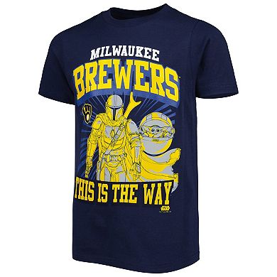 Youth Navy Milwaukee Brewers Star Wars This is the Way T-Shirt