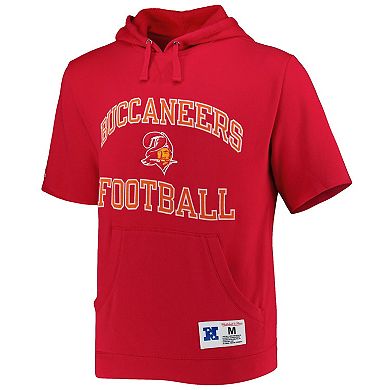 Men's Mitchell & Ness Scarlet Tampa Bay Buccaneers Washed Short Sleeve Pullover Hoodie
