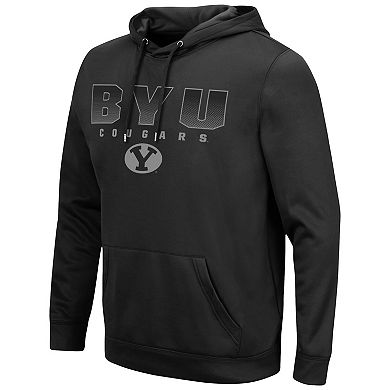 Men's Colosseum Black BYU Cougars Blackout 3.0 Pullover Hoodie