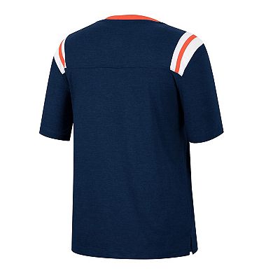 Women's Colosseum Heathered Navy Auburn Tigers 15 Min Early Football V-Neck T-Shirt
