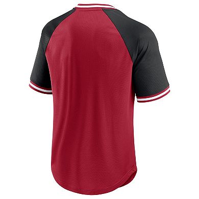 Men's Fanatics Branded Cardinal/Black Atlanta Falcons Second Wind Raglan V-Neck T-Shirt