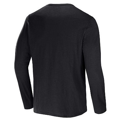 Men's NFL x Darius Rucker Collection by Fanatics Black Pittsburgh Steelers Slub Jersey Henley Long Sleeve T-Shirt