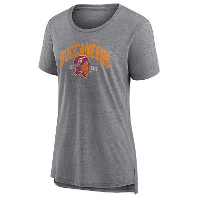 Women's Fanatics Branded Heathered Gray Tampa Bay Buccaneers Drop Back Modern T-Shirt