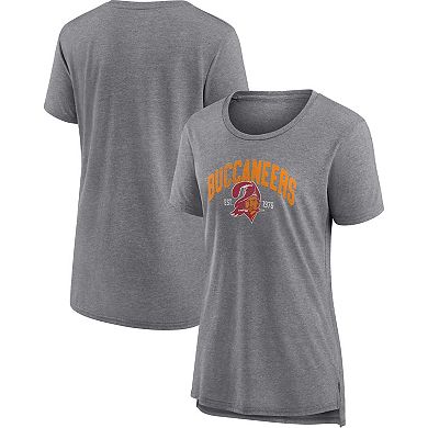 Women's Fanatics Branded Heathered Gray Tampa Bay Buccaneers Drop Back Modern T-Shirt