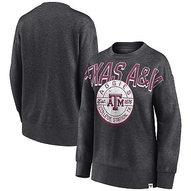 Women's Fanatics Branded Heathered Charcoal Texas A&M Aggies Jump Distribution Pullover Sweatshirt