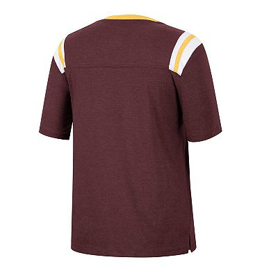 Women's Colosseum Heathered Maroon Arizona State Sun Devils 15 Min Early Football V-Neck T-Shirt