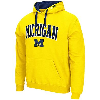 Men's Colosseum Maize Michigan Wolverines Big & Tall Arch & Logo 2.0 Pullover Hoodie