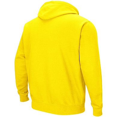 Men's Colosseum Maize Michigan Wolverines Big & Tall Arch & Logo 2.0 Pullover Hoodie