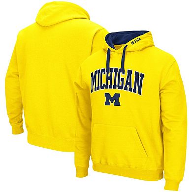 Men's Colosseum Maize Michigan Wolverines Big & Tall Arch & Logo 2.0 Pullover Hoodie