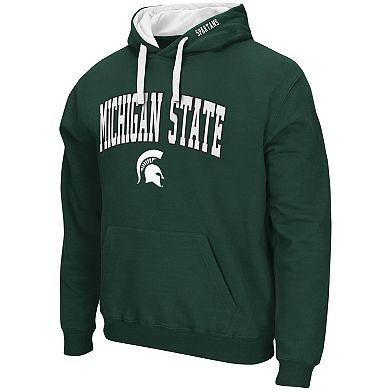 Men's Colosseum Green Michigan State Spartans Big & Tall Arch & Logo 2.0 Pullover Hoodie