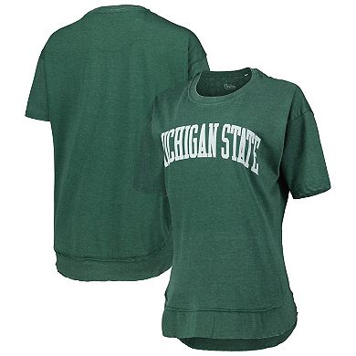 Women's Pressbox Heathered Green Michigan State Spartans Arch Poncho T-Shirt