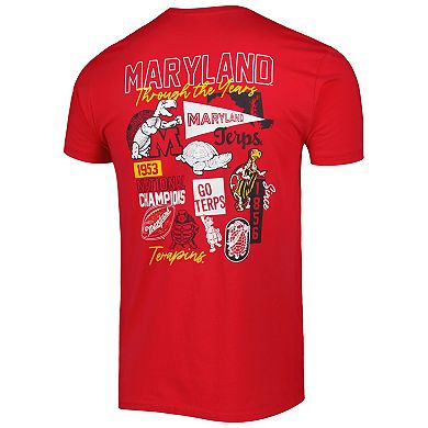 Men's Red Maryland Terrapins Vintage Through the Years 2-Hit T-Shirt