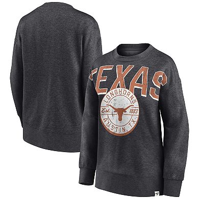 Women's Fanatics Branded Heathered Charcoal Texas Longhorns Jump Distribution Pullover Sweatshirt