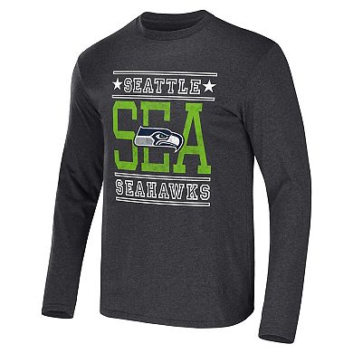 Men's NFL x Darius Rucker Collection by Fanatics Heathered Charcoal Seattle Seahawks Long Sleeve T-Shirt