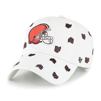 Women's '47 White Cleveland Browns Confetti Clean Up Logo Adjustable Hat