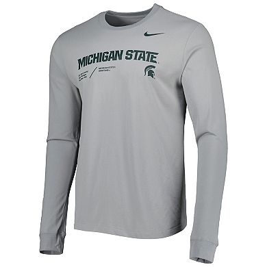 Men's Nike Gray Michigan State Spartans Team Practice Performance Long Sleeve T-Shirt