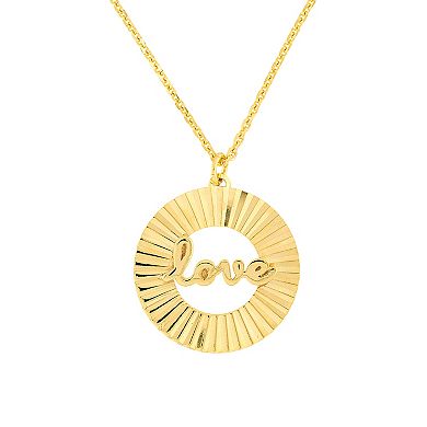 14k Gold "Love" Radiant Disk Adjustable Necklace