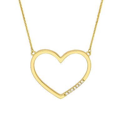 14k Gold Diamond Accent Open Heart Adjustable Necklace