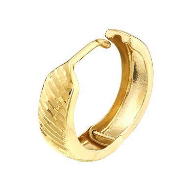 10k Gold 12 mm Textured Hoop Earrings