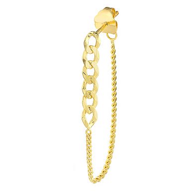 14k Gold Curb Chain Front-to-Back Earrings