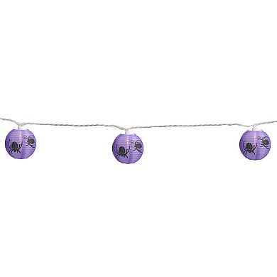 Northlight 10-Light Purple & Black Spider Paper Lantern Halloween String Lights