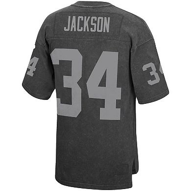 Men's Mitchell & Ness Bo Jackson Black Los Angeles Raiders Retired Player Name & Number Acid Wash Top
