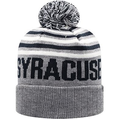 Men's Top of the World Heathered Gray/Navy Syracuse Orange Ensuing Cuffed Knit Hat with Pom