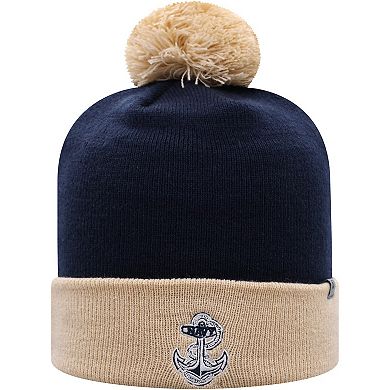 Men's Top of the World Navy/Gold Navy Midshipmen Core 2-Tone Cuffed Knit Hat with Pom