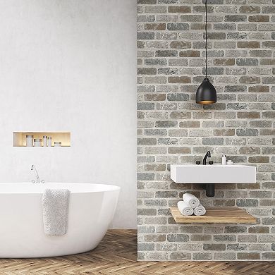 NextWall Washed Brick Peel and Stick Wallpaper