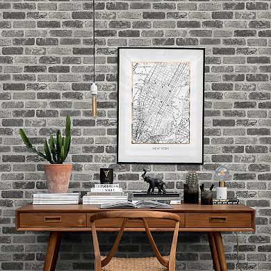 NextWall Washed Brick Peel and Stick Wallpaper