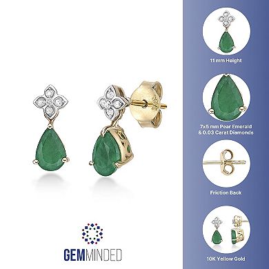 Gemminded 10k Gold Sakota Emerald & Diamond Accent Earrings
