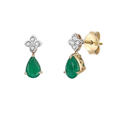Gemminded 10k Gold Sakota Emerald & Diamond Accent Earrings
