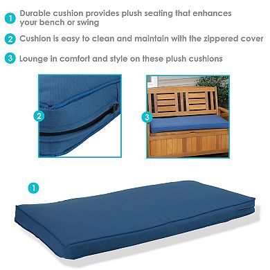 Sunnydaze Indoor/Outdoor Olefin Bench Cushion - 41 in x 18 in - Blue