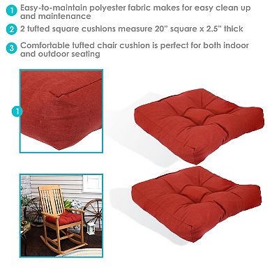 Sunnydaze Outdoor Square Olefin Tufted Seat Cushions - Brick Red - Set of 2