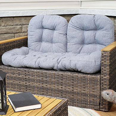 Sunnydaze Indoor/Outdoor Olefin 3-Piece Tufted Settee Cushion Set - Gray