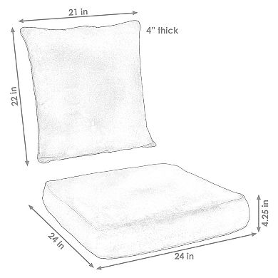 Sunnydaze Set Of 2 Replacement Deep Back And Seat Cushions