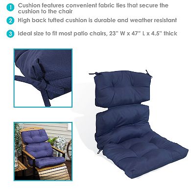 Sunnydaze Indoor/Outdoor Olefin Tufted High-Back Chair Cushion - Blue