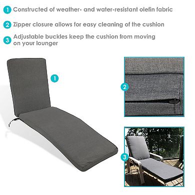 Sunnydaze Indoor/Outdoor Olefin Chaise Lounge Chair Cushion - Gray