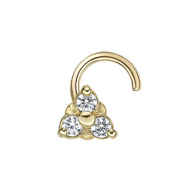 Lila Moon 10k Gold Cubic Zirconia Curved Triangle Nose Ring Stud