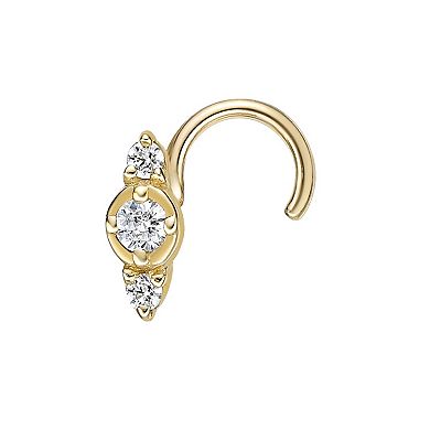 Lila Moon 10k Gold Cubic Zirconia Curved Nose Ring Stud