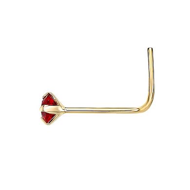 Lila Moon 14k Gold 3 mm Red Crystal Curved Nose Ring