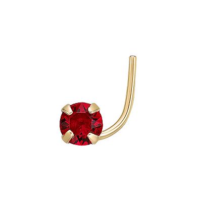 Lila Moon 14k Gold 3 mm Red Crystal Curved Nose Ring